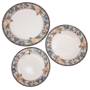 Mikasa INTAGLIO Garden Harvest Dinner, Salad, Soup Plates CAC29 Malaysia Vintage